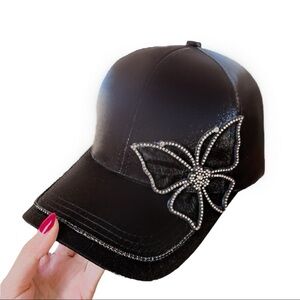 NEW Rhinestone Satin Baseball Cap